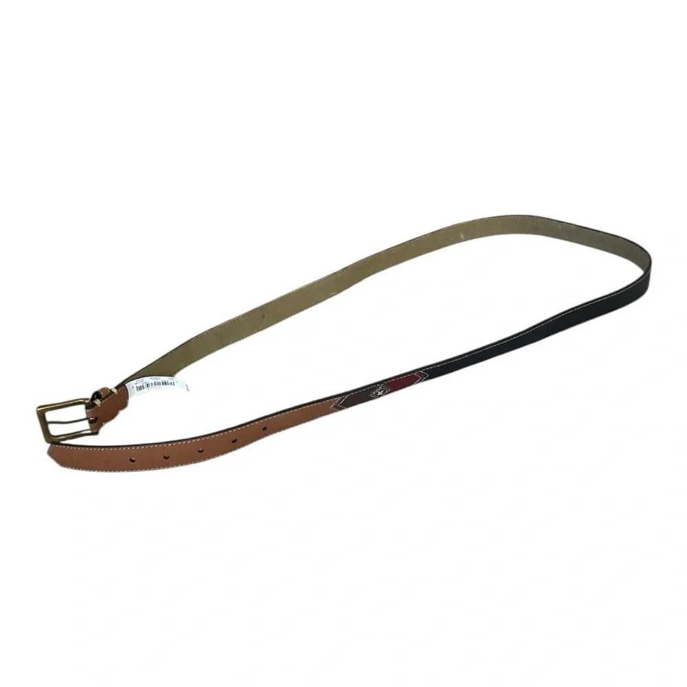 Rolfs Patchwork Leather Belt Size 29 | Brass Buckle | Multicolor Western Boho